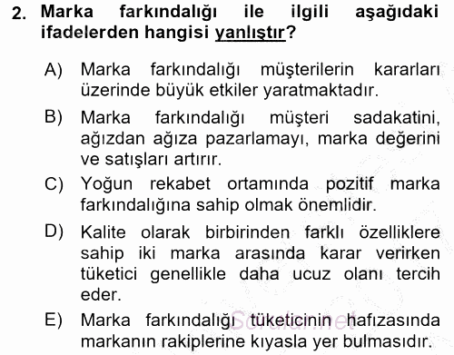 Marka İletişimi Tasarımı ve Uygulamaları 2016 - 2017 Ara Sınavı 2.Soru