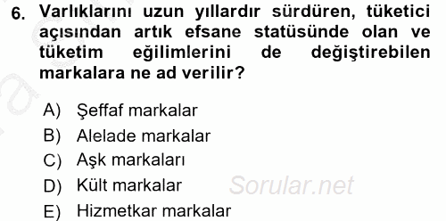 Marka İletişimi Tasarımı ve Uygulamaları 2016 - 2017 Ara Sınavı 6.Soru