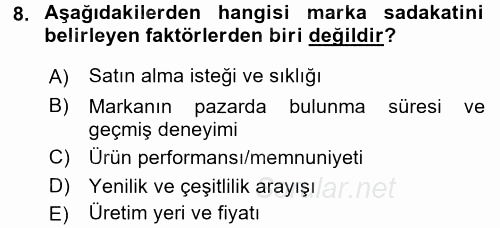 Marka İletişimi Tasarımı ve Uygulamaları 2016 - 2017 Ara Sınavı 8.Soru