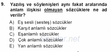 Mesleki Yazışmalar 2012 - 2013 Ara Sınavı 9.Soru