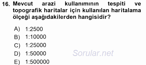 Coğrafi Bilgi Sistemleri 2017 - 2018 Ara Sınavı 16.Soru