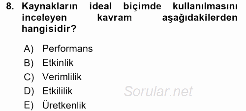 Konaklama Hizmetlerinde Kalite Yönetimi 2016 - 2017 Dönem Sonu Sınavı 8.Soru