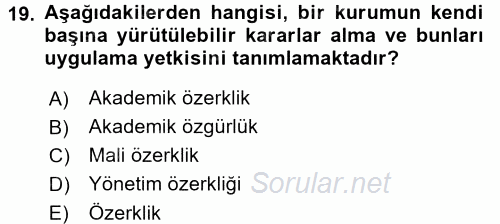 Türk Eğitim Tarihi 2016 - 2017 3 Ders Sınavı 19.Soru