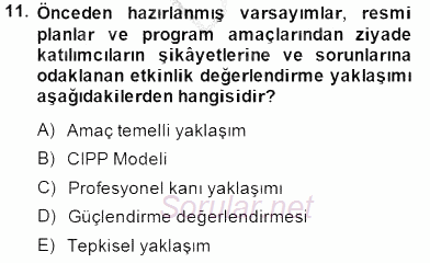 Boş Zaman ve Rekreasyon Yönetimi 2014 - 2015 Dönem Sonu Sınavı 11.Soru