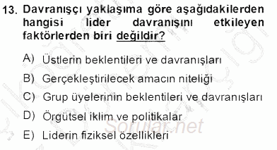 Boş Zaman ve Rekreasyon Yönetimi 2014 - 2015 Dönem Sonu Sınavı 13.Soru