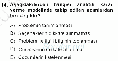Boş Zaman ve Rekreasyon Yönetimi 2014 - 2015 Dönem Sonu Sınavı 14.Soru