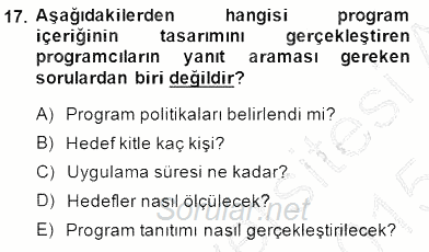 Boş Zaman ve Rekreasyon Yönetimi 2014 - 2015 Dönem Sonu Sınavı 17.Soru