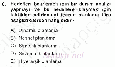 Boş Zaman ve Rekreasyon Yönetimi 2014 - 2015 Dönem Sonu Sınavı 6.Soru
