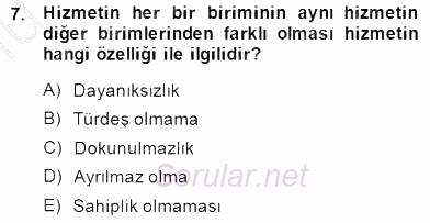 Boş Zaman ve Rekreasyon Yönetimi 2014 - 2015 Dönem Sonu Sınavı 7.Soru