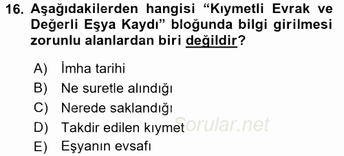 Ulusal Yargı Ağı Projesi 1 2017 - 2018 Dönem Sonu Sınavı 16.Soru