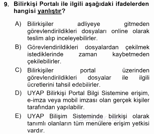 Ulusal Yargı Ağı Projesi 1 2017 - 2018 Dönem Sonu Sınavı 9.Soru