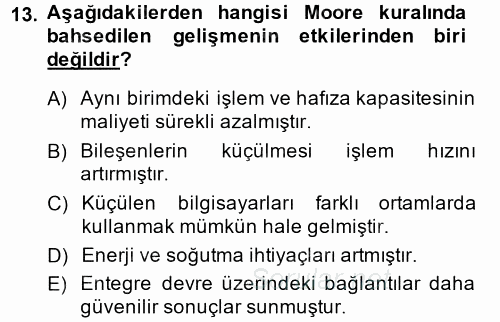 Temel Bilgi Teknolojileri 1 2013 - 2014 Ara Sınavı 13.Soru