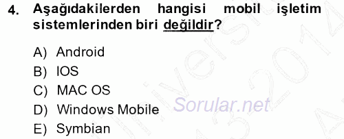 Temel Bilgi Teknolojileri 1 2013 - 2014 Ara Sınavı 4.Soru