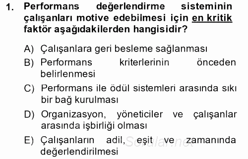 Performans ve Kariyer Yönetimi 2014 - 2015 Dönem Sonu Sınavı 1.Soru