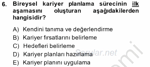 Performans ve Kariyer Yönetimi 2014 - 2015 Dönem Sonu Sınavı 6.Soru