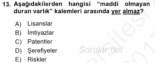 Lojistik Maliyetleri ve Raporlama 2 2016 - 2017 3 Ders Sınavı 13.Soru