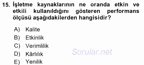 Lojistik Maliyetleri ve Raporlama 2 2016 - 2017 3 Ders Sınavı 15.Soru