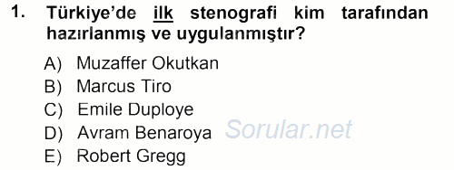 Yönetici Asistanlığı 2014 - 2015 Tek Ders Sınavı 1.Soru