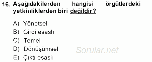 Yönetici Asistanlığı 2014 - 2015 Tek Ders Sınavı 16.Soru