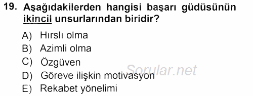 Yönetici Asistanlığı 2014 - 2015 Tek Ders Sınavı 19.Soru