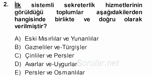 Yönetici Asistanlığı 2014 - 2015 Tek Ders Sınavı 2.Soru