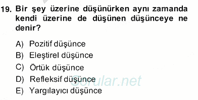 Eleştiri Kuramları 2013 - 2014 Ara Sınavı 19.Soru