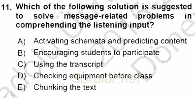 Okuma Ve Dinleme Öğretimi 2015 - 2016 Dönem Sonu Sınavı 11.Soru