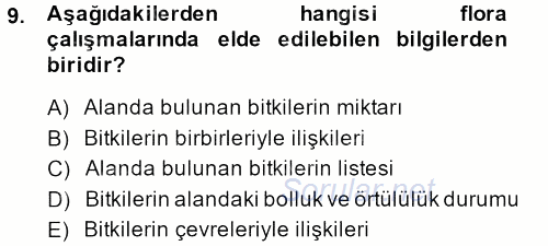 Peyzaj Çevre ve Tarım 2013 - 2014 Dönem Sonu Sınavı 9.Soru