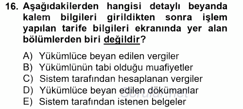 Dış Ticarette Bilgisayar Uygulamaları 2014 - 2015 Tek Ders Sınavı 16.Soru