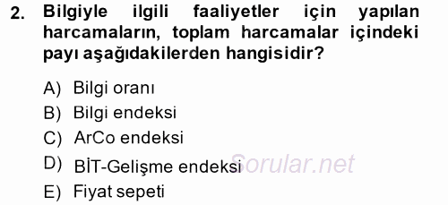 Dış Ticarette Bilgisayar Uygulamaları 2014 - 2015 Tek Ders Sınavı 2.Soru