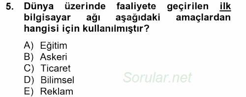 Dış Ticarette Bilgisayar Uygulamaları 2014 - 2015 Tek Ders Sınavı 5.Soru
