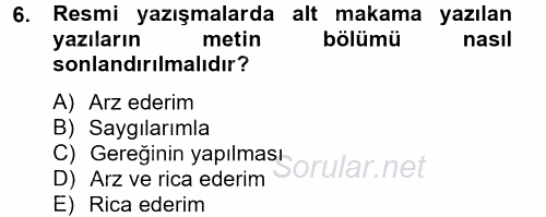 Dış Ticarette Bilgisayar Uygulamaları 2014 - 2015 Tek Ders Sınavı 6.Soru