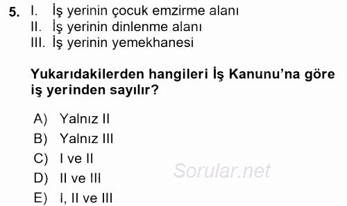 İş Ve Sosyal Güvenlik Hukuku 2017 - 2018 Ara Sınavı 5.Soru