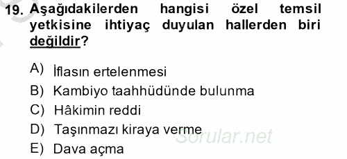 Medeni Hukuk 2 2013 - 2014 Dönem Sonu Sınavı 19.Soru