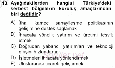 Gümrük Mevzuatı 2012 - 2013 Dönem Sonu Sınavı 13.Soru