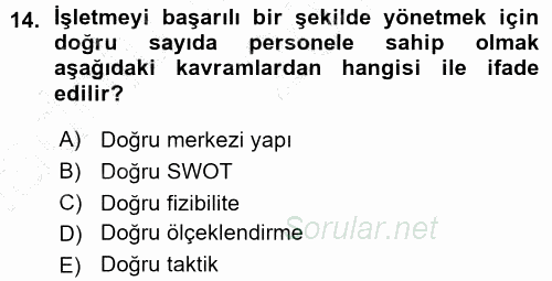 Perakende Yönetimi 2015 - 2016 Ara Sınavı 14.Soru
