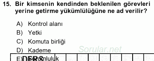 Perakende Yönetimi 2015 - 2016 Ara Sınavı 15.Soru