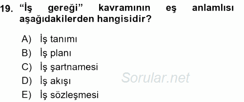 Perakende Yönetimi 2015 - 2016 Ara Sınavı 19.Soru