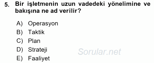 Perakende Yönetimi 2015 - 2016 Ara Sınavı 5.Soru