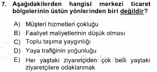 Perakende Yönetimi 2015 - 2016 Ara Sınavı 7.Soru