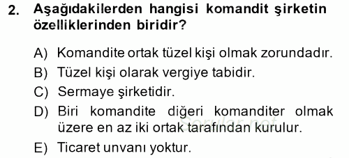 Şirketler Muhasebesi 2014 - 2015 Ara Sınavı 2.Soru