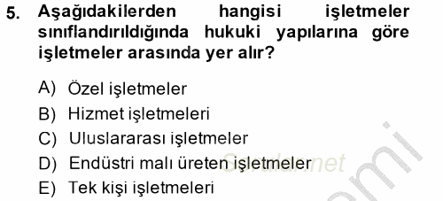 Şirketler Muhasebesi 2014 - 2015 Ara Sınavı 5.Soru