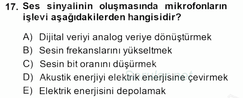 Kamera Tekniğine Giriş 2014 - 2015 Dönem Sonu Sınavı 17.Soru