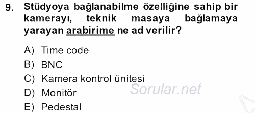 Kamera Tekniğine Giriş 2014 - 2015 Dönem Sonu Sınavı 9.Soru