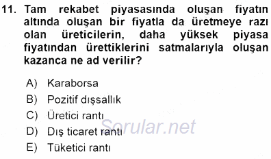 Uluslararası İktisat Teorisi 2015 - 2016 Ara Sınavı 11.Soru