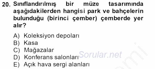 Müzecilik ve Sergileme 2013 - 2014 Dönem Sonu Sınavı 20.Soru