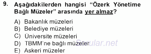 Müzecilik ve Sergileme 2013 - 2014 Dönem Sonu Sınavı 9.Soru