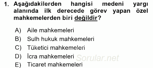 Medeni Usul Hukuku 2017 - 2018 Ara Sınavı 1.Soru