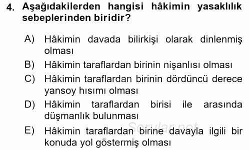 Medeni Usul Hukuku 2017 - 2018 Ara Sınavı 4.Soru