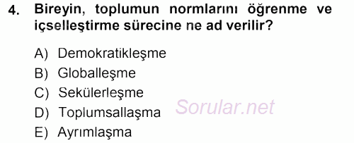 Sosyal Bilimlerde Temel Kavramlar 2014 - 2015 Dönem Sonu Sınavı 4.Soru